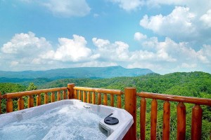 View from Big Timber Lodge Smoky Mountain cabin with a hot tub